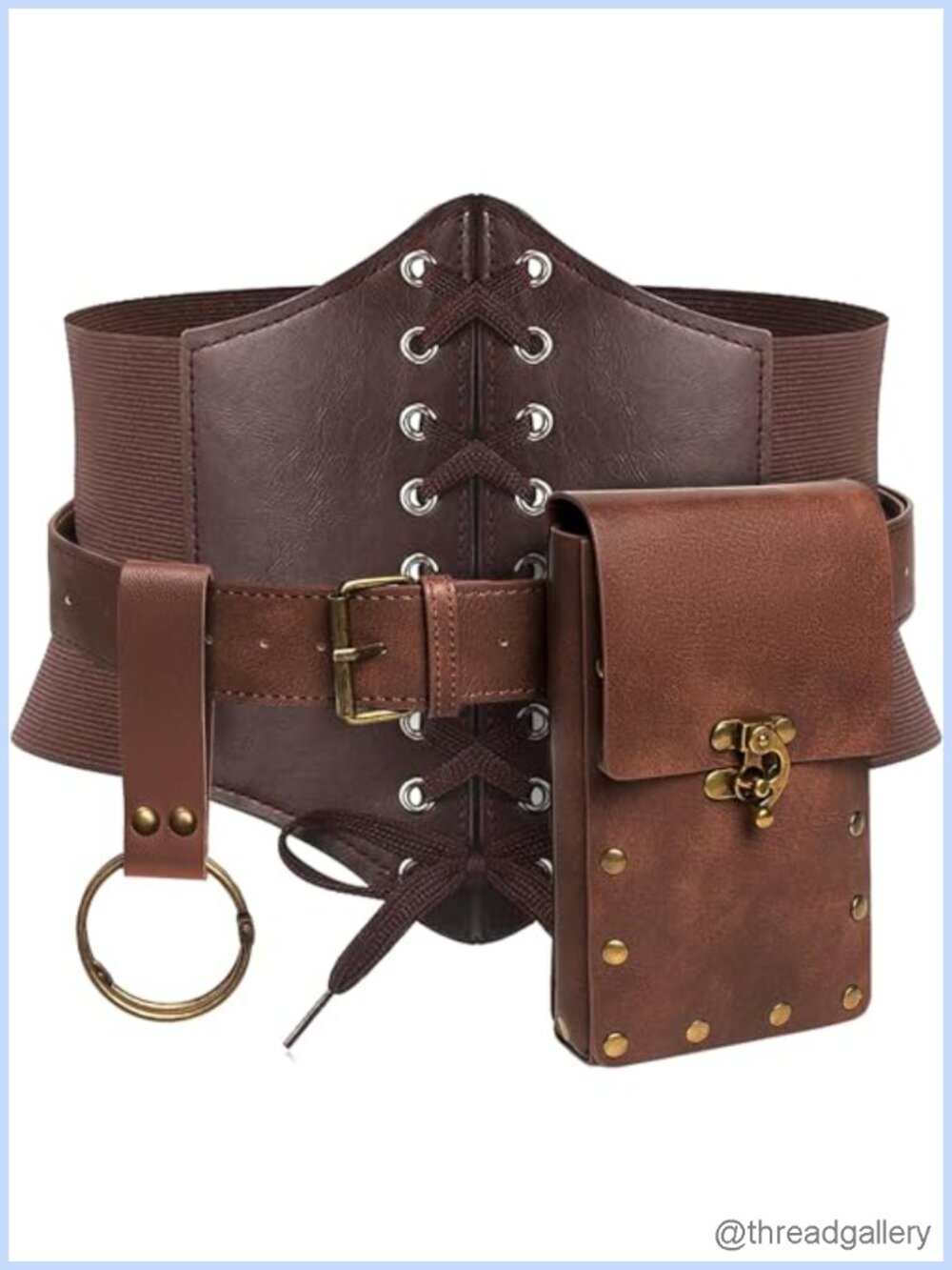 Faux Leather Corset Belt Waist Bag Renaissance Costume Accessory